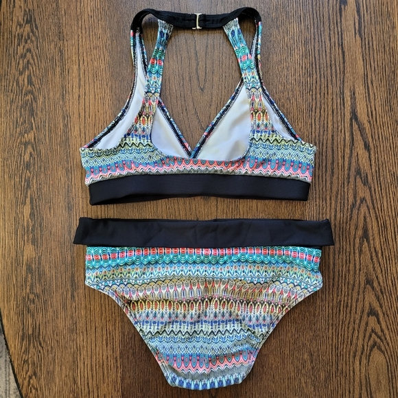 Next Multicolored Two Piece Swimsuit Size women's Small/Medium 34B 34C - Picture 2 of 11